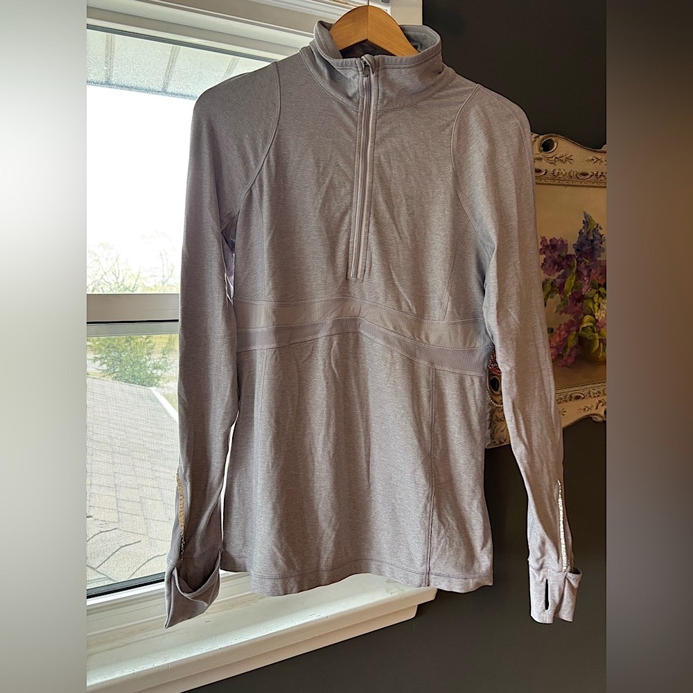 Lululemon Pullover Sweater Full Tilt Womens 8 Heathered Gray 1/2 Zip Run
